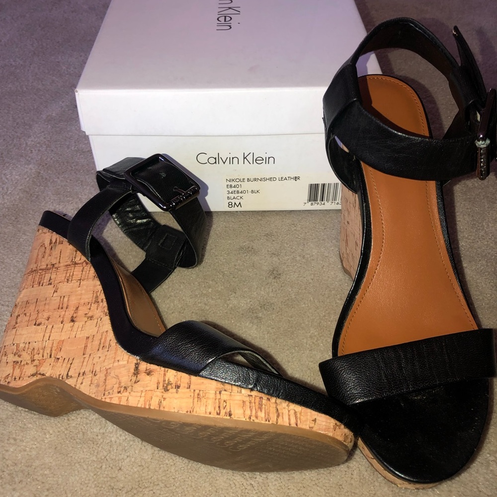 Black Wedge Sandals - Picture 2 of 2